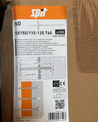 Tassello  per cappotto Spit iso 10x155