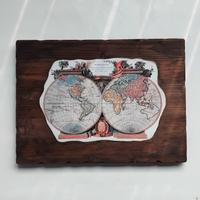 stampa su legno mappamondo antico