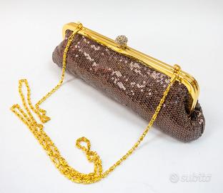 Pochette da cerimonia con paillettes e cristalli