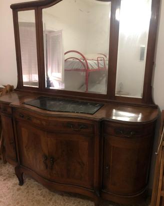Credenza antica legno massello marmo e specchiera