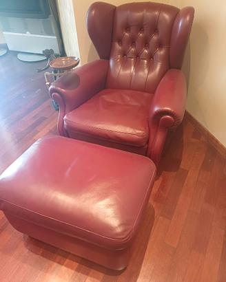 Poltrona Frau 1919 con pouf abbinato