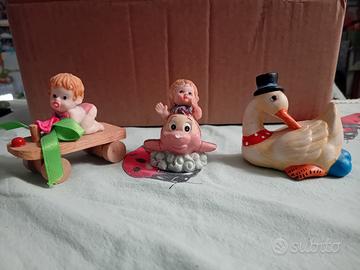 statuine bebè 3pz + paperella 