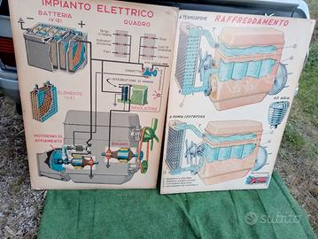 coppia di pannelli didattici autoscuola vimtage