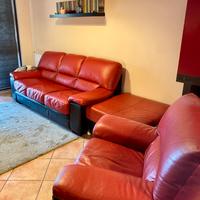 Divano letto + Poltrona + Pouf Max Relax in pelle