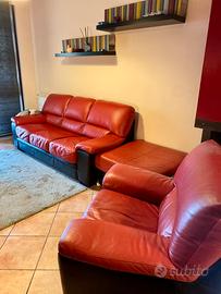 Divano letto + Poltrona + Pouf Max Relax in pelle