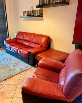 Divano letto + Poltrona + Pouf Max Relax in pelle