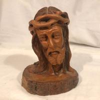 Scultura Legno Gesù Cristo Scolpito A Mano Vintage