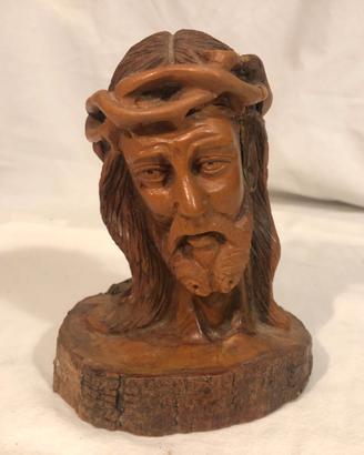 Scultura Legno Gesù Cristo Scolpito A Mano Vintage