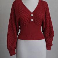 Maglione Corto Rosso- M -Scollo V Elegante-Nuovo