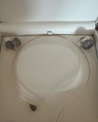 Collana,Anello e  Orecchini oroArgento e Diamanti