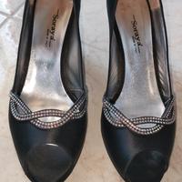 scarpe cerimonia Soraya vera pelle nere tacco 7