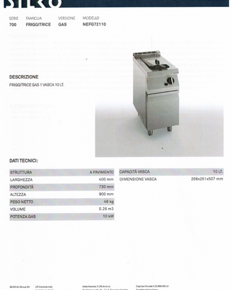 Friggitrice a Gas SILKO NEFG72110 (MAI USATA)
