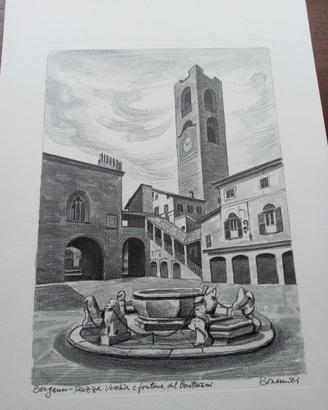 Tre stampe di Bergamo. Autore Bonamici.
