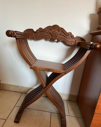 Sedia Savonarola in legno anni ‘60