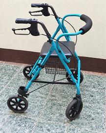 Deambulatore rollator con seduta e cestino