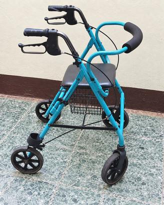 Deambulatore rollator con seduta e cestino