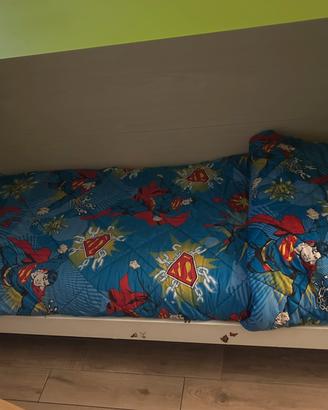Letto singolo con materasso e rete,