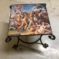 Tavolino ferro battuto e ceramica