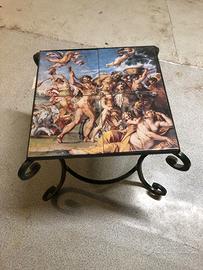 Tavolino ferro battuto e ceramica