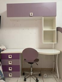 Scrivania completa con pensile e sedia mon. conv.