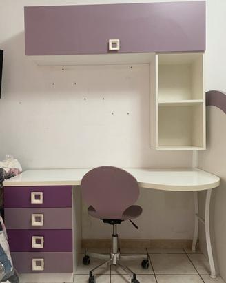 Scrivania completa con pensile e sedia mon. conv.