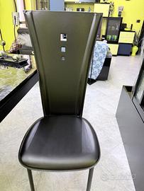 Sedie da salone in vera pelle nera set 4