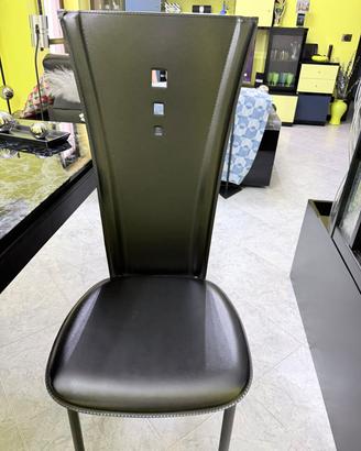 Sedie da salone in vera pelle nera set 4