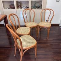 6 Sedie da Pranzo in Legno e paglia di Vienna