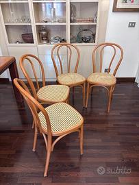 6 Sedie da Pranzo in Legno e paglia di Vienna