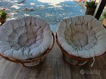 set 2 poltrone da esterno in rattan con cuscini 