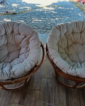 set 2 poltrone da esterno in rattan con cuscini 