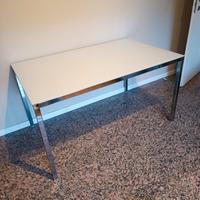 TAVOLO 6 POSTI NUOVO ACCIAIO -VETRO SATINATO 