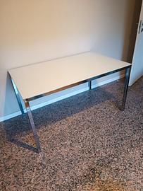 TAVOLO 6 POSTI NUOVO ACCIAIO -VETRO SATINATO 