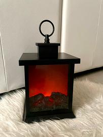 Lanterna LED effetto fiamma camino decorativa