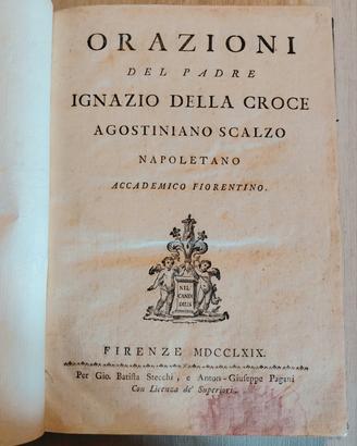 Orazioni del Padre Ignazio della Croce 1769 Napoli