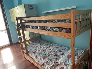 Cameretta bimbi mobili, scrivania e letto castello