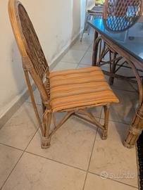 Tavolo in vimini con Piano in marmo nero 