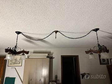 Lampadario stile rustico vintage 6 punti luce