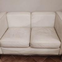 Coppia divani in vera pelle ed acciaio inox