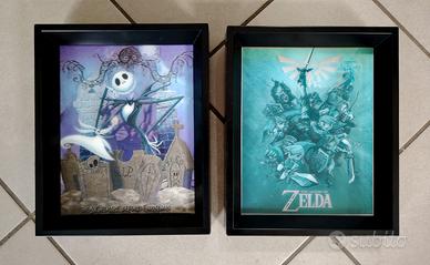 2 quadri olografici Zelda/Nightmare before christm