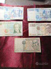 5 banconote Lire Italiane 