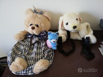 Set peluche zaino porta pigiama cane orsacchiotto 