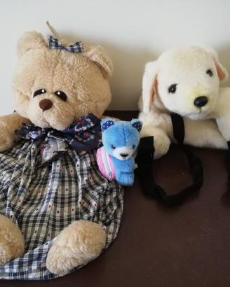 Set peluche zaino porta pigiama cane orsacchiotto 