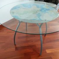 Tavolo rotondo di vetro