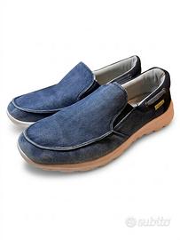 Scarpe Slip-On Uomo - Tessuto Denim Blu