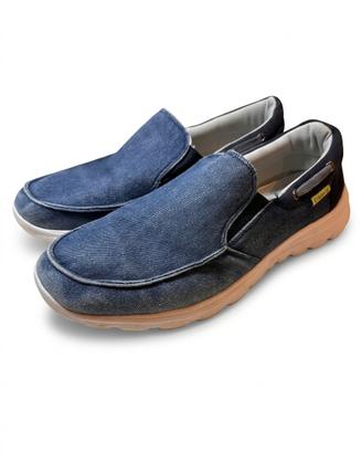 Scarpe Slip-On Uomo - Tessuto Denim Blu