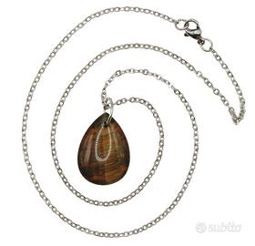 Collana acciaio inox e pietra in Occhio di tigre