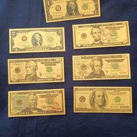 DOLLARI U.S.A. SERIE 7 PZ LAMINA D'ORO COL.1