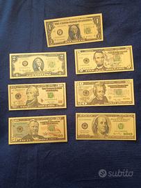 DOLLARI U.S.A. SERIE 7 PZ LAMINA D'ORO COL.1
