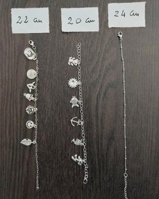 Braccialetti acciaio con ciondoli assortiti